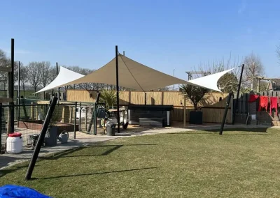 Terrasoverkapping van zeildoek